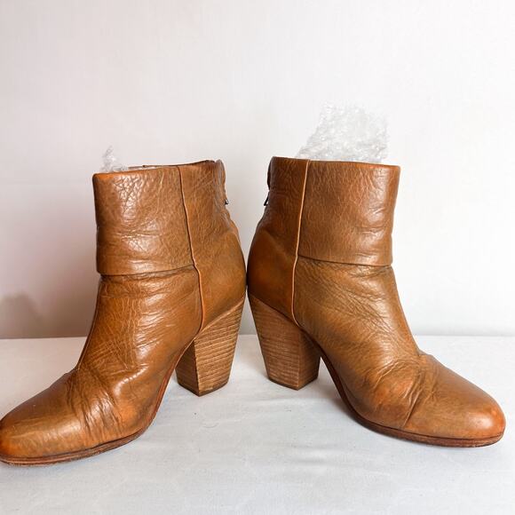 RAG & BONE Newbury Leather Bootie in Cognac Tan Sz. 38.5 - Picture 7 of 8